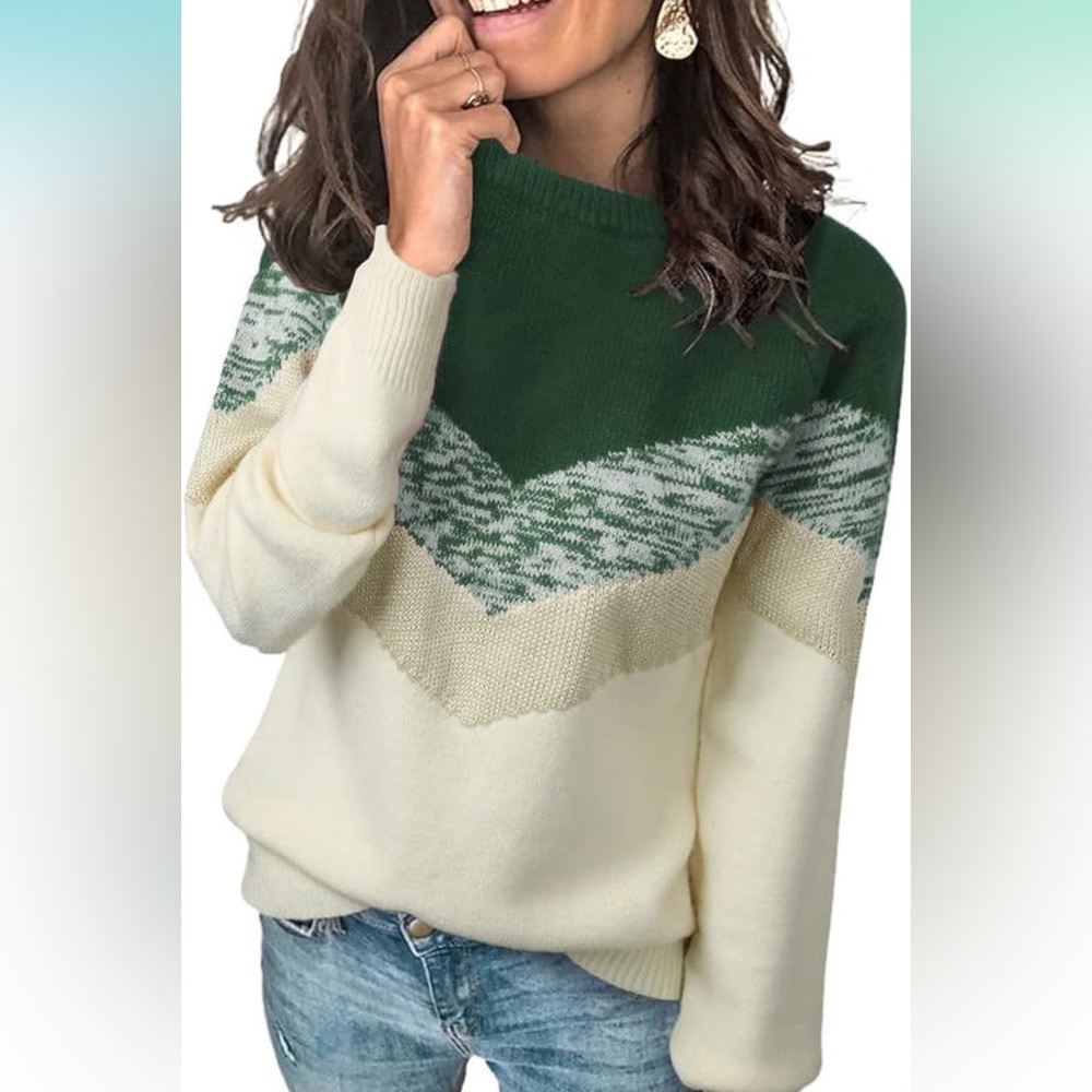 Color Block Crewneck Sweater